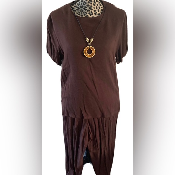 CM Shapes 3 pieces set women M blouse pants &cardigan brown collared cheetah zip - Picture 1 of 12